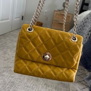 Like New Kate Spade Quilted Mustard Yellow Chain Shoulder Bag